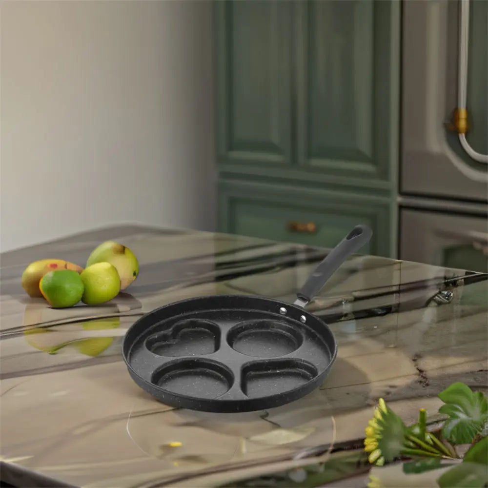Mini 4 Grids Fried Egg Pan Rapid Heating Anti -scald Handle Divided Egg Skillet Non-stick Flat Bottom Pancake Pan Breakfast