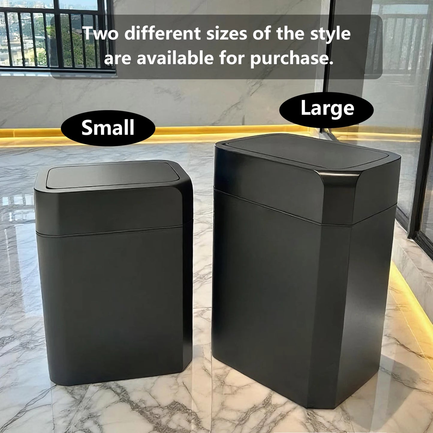 ONEKA Automatic Motion Sensor Induction Black Trash Can Slim for Bathroom Bedroom Kitchen Office