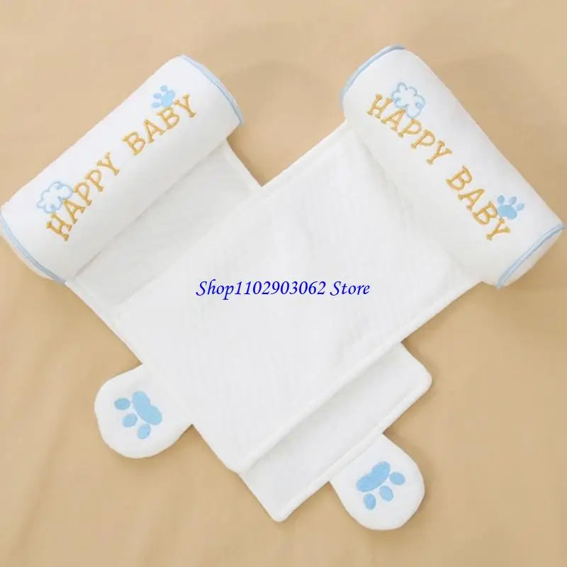 B5XB Infant Head Rest Pillow Breathable Pearls Cotton Filling Machine Washable Design For Crib Strollers Car