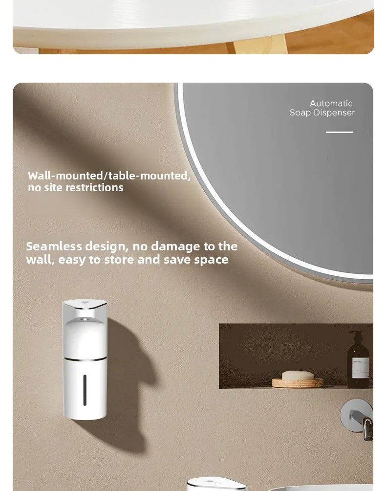2026 New Automatic Foam Soap Dispensers Bathroom Smart Washing Hand Machine With USB Charging White High Quality ABS Material