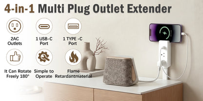 3 Style Retractable Sockets in Various Shapes US Plug Power Strip with AC Outlets USB Port(USB-A/C),Adjustable Electrical Outlet Extender Stick,Multi Socket Wall Socket Universal for Hard-to-Reach Wall Outlets Behind Couch,Be