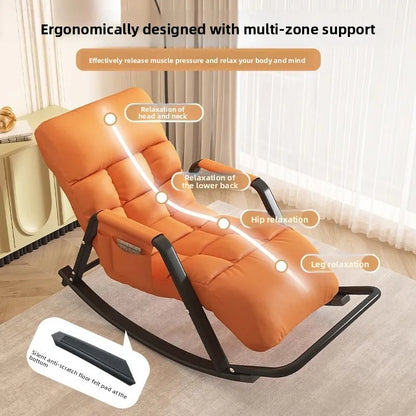 Rocking chair Adult recliner Balcony Lazy sofa Internet celebrity leisure chair Lunch break folding back chair