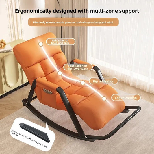 Rocking chair Adult recliner Balcony Lazy sofa Internet celebrity leisure chair Lunch break folding back chair