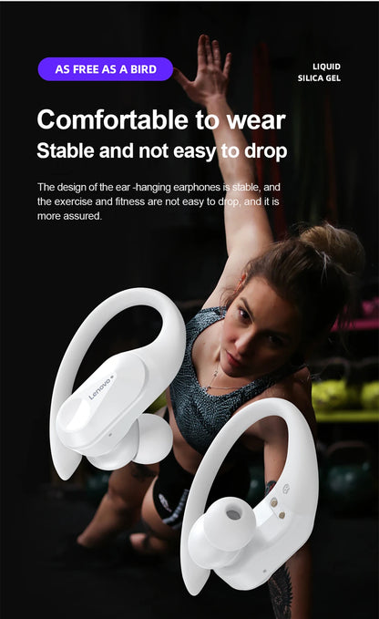 Lenovo LP75 Sports Wireless Earphones with Mics,Button Control, LED Power Display,Hifi Stereo Sound Bluetooth 5.3 TWS Headphones