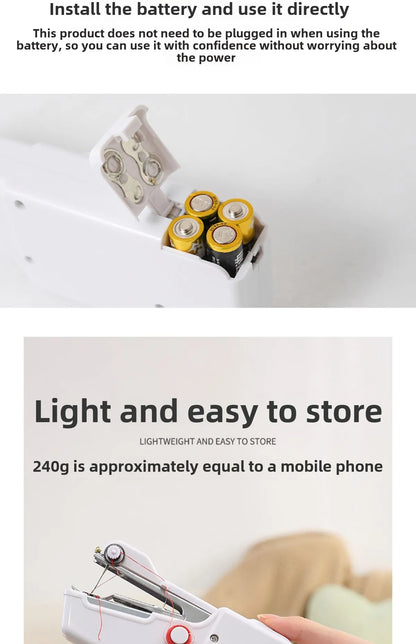 Portable Mini Sewing Machine Handheld Electric Sewing Machine With Bobbin Suitable for Needlework and Manual Work Hand Home DIY