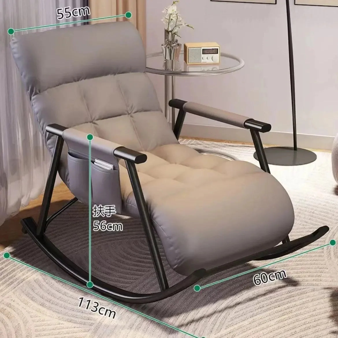 Rocking chair Adult recliner Balcony Lazy sofa Internet celebrity leisure chair Lunch break folding back chair