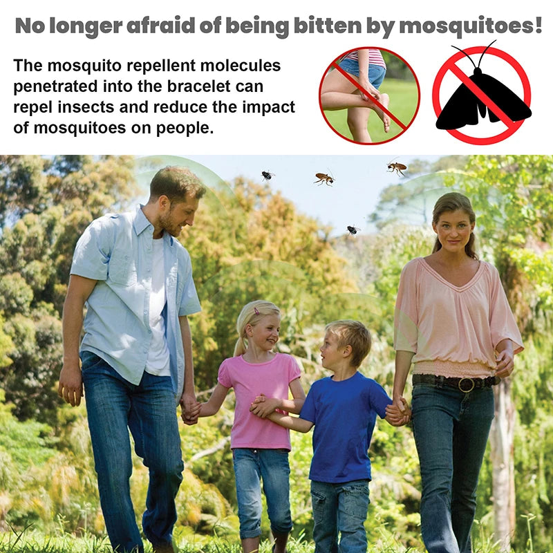 Wearable Mosquito Repellent Unisex Wristband Physical & Ultrasonic Non-Chemical For Home & Outdoor Includes 2 Batteries