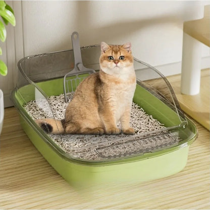 Anti Tracking Semi‑Enclosed Cat Litter Box Odor Control Pet Toilet with Detachable Scoop for Indoor Cats