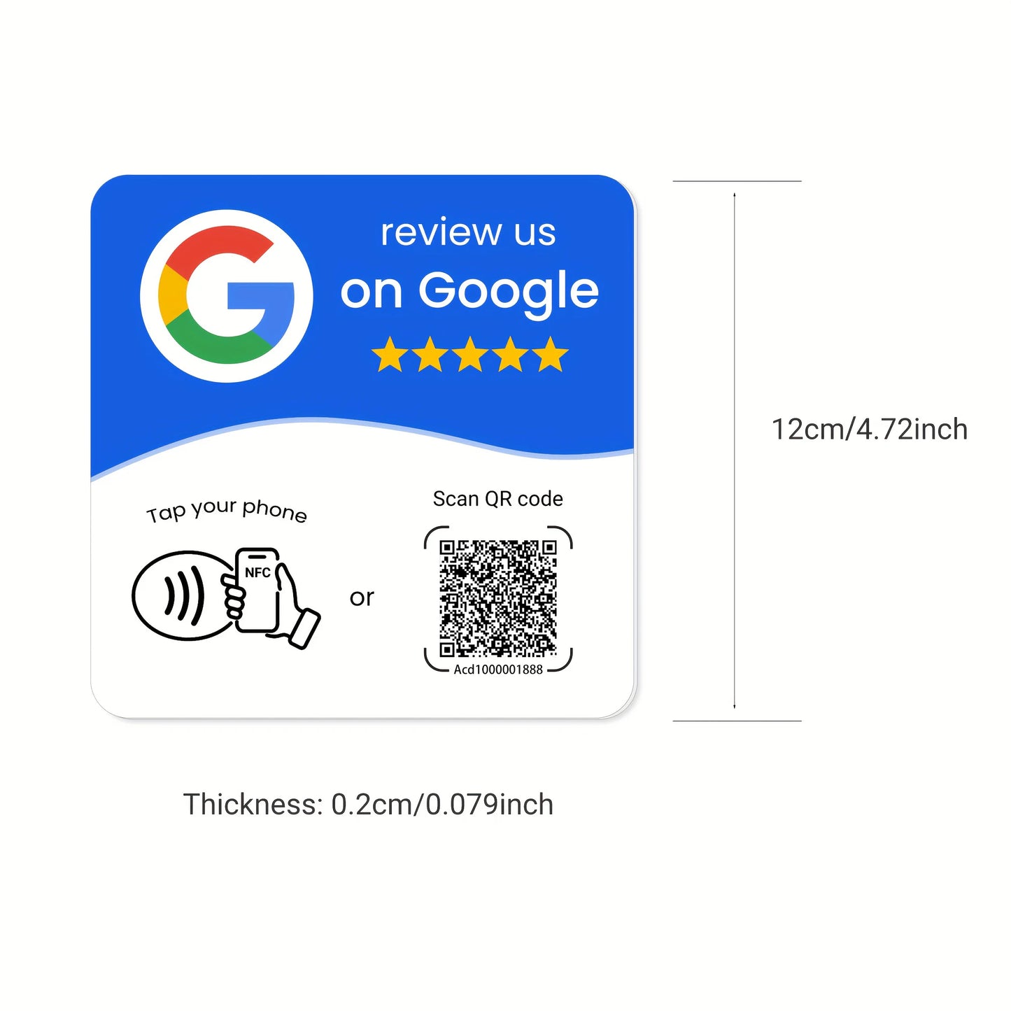 Hilo Programmable NFC 215 Square for Google Review Card NFC Station Table 13.56Mhz QR Code Editable Standing Card