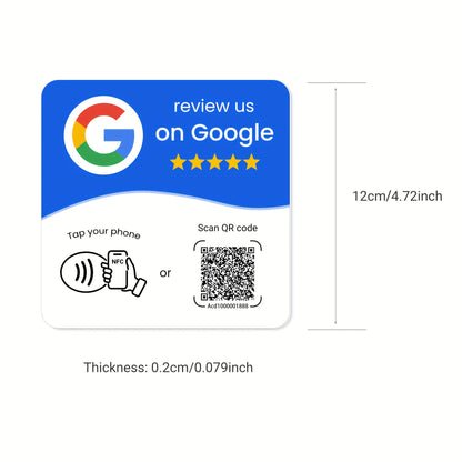 Hilo Programmable NFC 215 Square for Google Review Card NFC Station Table 13.56Mhz QR Code Editable Standing Card
