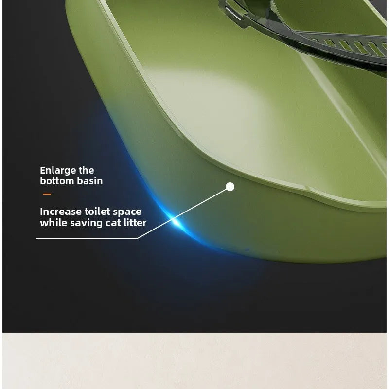 Anti Tracking Semi‑Enclosed Cat Litter Box Odor Control Pet Toilet with Detachable Scoop for Indoor Cats