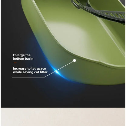 Anti Tracking Semi‑Enclosed Cat Litter Box Odor Control Pet Toilet with Detachable Scoop for Indoor Cats
